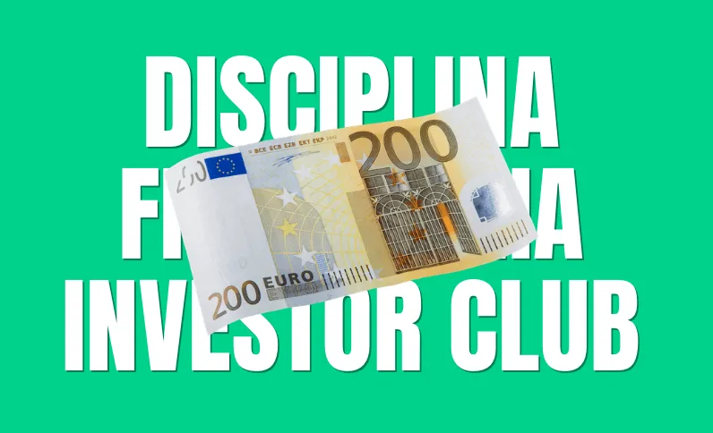 Banner dell'Investor Club di Disciplina Finanziaria con una banconota da 200 euro