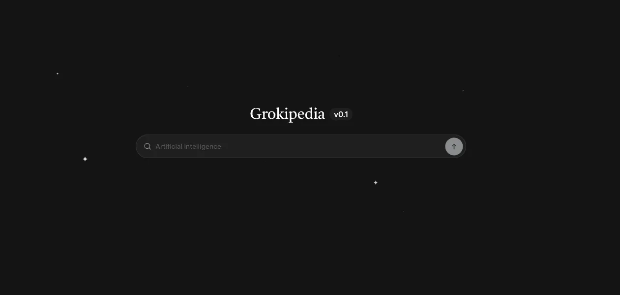Schermata della home di Grokipedia