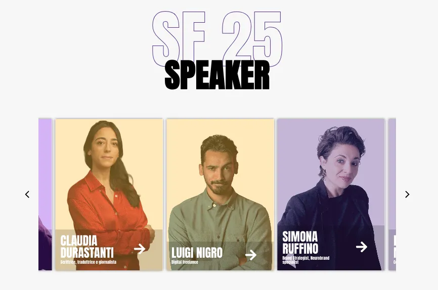 Pagina degli speaker dello Storytelling Festival 2025 con Luigi Nigro