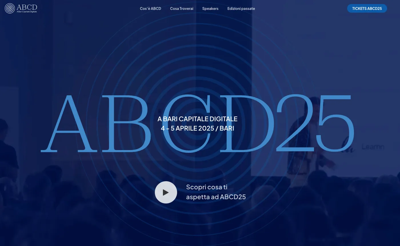 Pagina di ABCD25, Bari capitale digitale, 4 e 5 aprile 2025