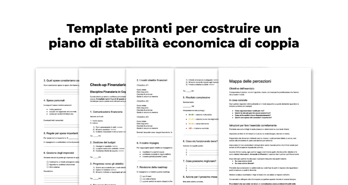 Template pronti per costruire un piano di stabilità economica di coppia